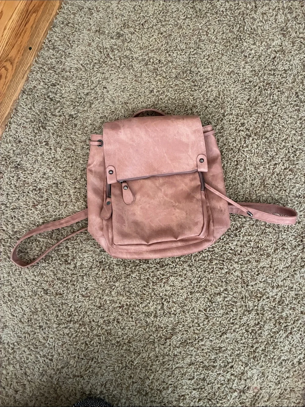 Ryan Marie rose colored Women’s Blush Pink Faux-Leather Backpack Purse